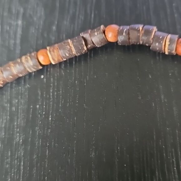 Vintage Vibe Brown Orange Necklace Beads Jeweley Choker Y2k Distressed Unisex - Picture 8 of 11